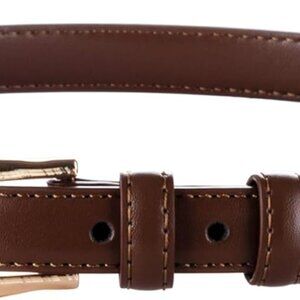 Women's Leather Skinny Belt for Jeans and Dresses Thin Gold Buckle Casual